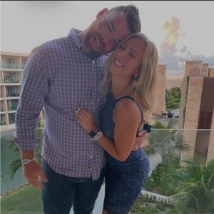 Lulus Lace up blue floral bodycon dress